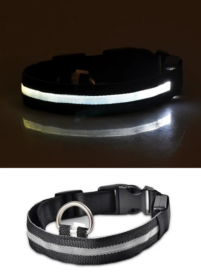 YUDODO-LED Coleiras Fluorescentes Luminosas para Animais de Estimação, Segurança Noturna, Brilho Piscando, Nylon, Trela Do Cão, Pet fornecimentos