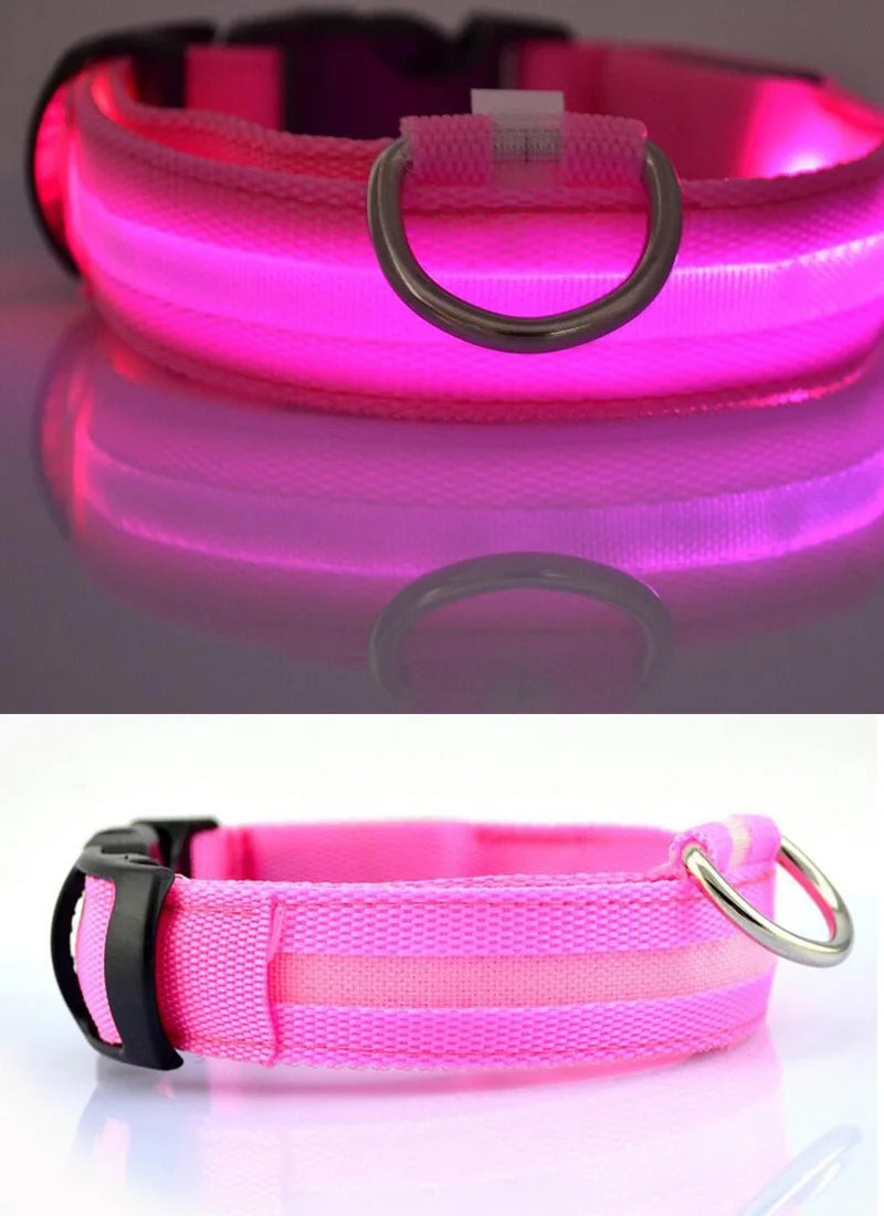 YUDODO-LED Coleiras Fluorescentes Luminosas para Animais de Estimação, Segurança Noturna, Brilho Piscando, Nylon, Trela Do Cão, Pet fornecimentos