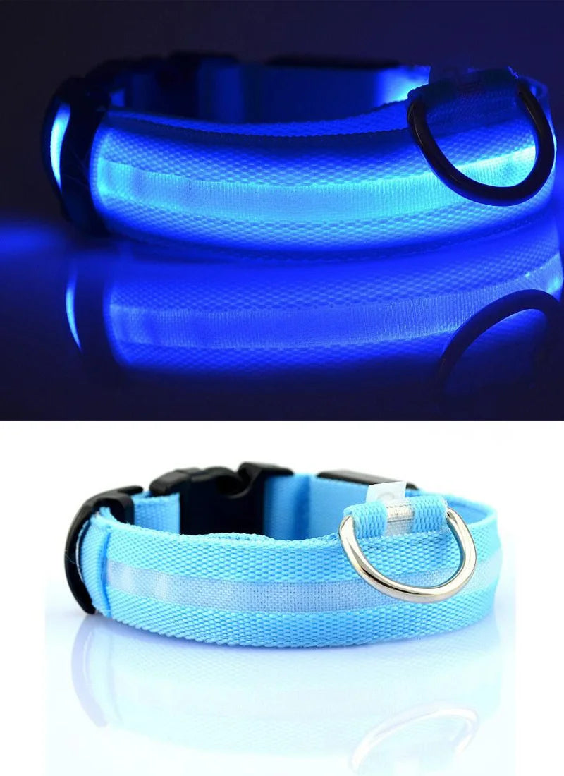 YUDODO-LED Coleiras Fluorescentes Luminosas para Animais de Estimação, Segurança Noturna, Brilho Piscando, Nylon, Trela Do Cão, Pet fornecimentos