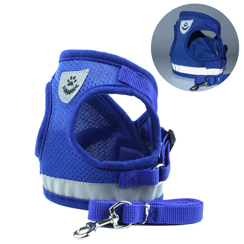 Conjunto Refletivo Cat Harness and Leash, Malha de Nylon, Gatinho, Cachorro, Colete De Cães, Leads De Arnês, Roupa De Animais Para Cães Pequenos, Yorkies, Pug