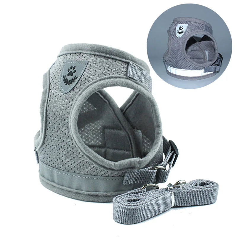 Conjunto Refletivo Cat Harness and Leash, Malha de Nylon, Gatinho, Cachorro, Colete De Cães, Leads De Arnês, Roupa De Animais Para Cães Pequenos, Yorkies, Pug