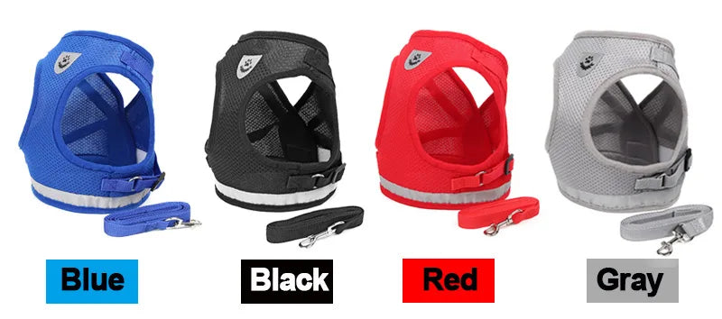 Conjunto Refletivo Cat Harness and Leash, Malha de Nylon, Gatinho, Cachorro, Colete De Cães, Leads De Arnês, Roupa De Animais Para Cães Pequenos, Yorkies, Pug
