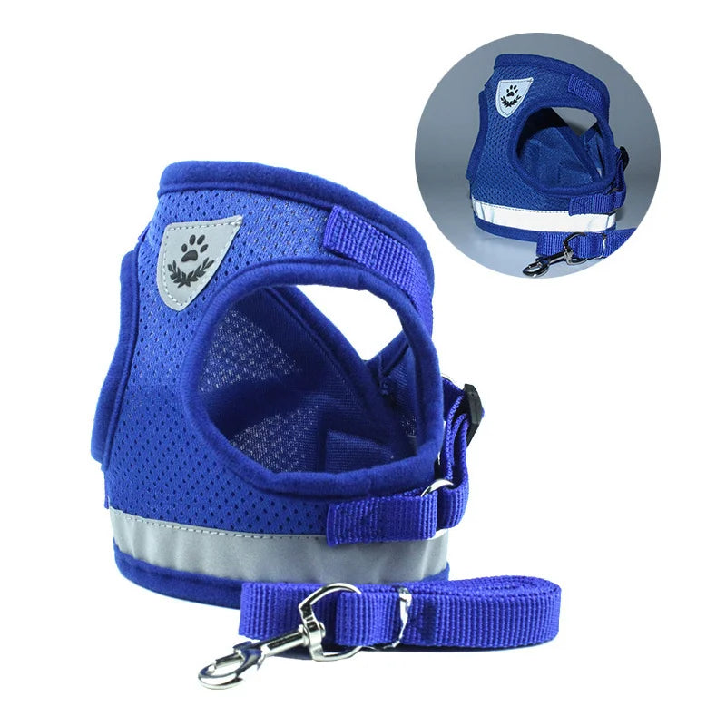 Conjunto Refletivo Cat Harness and Leash, Malha de Nylon, Gatinho, Cachorro, Colete De Cães, Leads De Arnês, Roupa De Animais Para Cães Pequenos, Yorkies, Pug