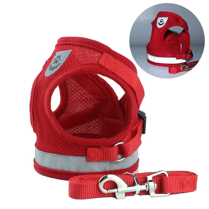 Conjunto Refletivo Cat Harness and Leash, Malha de Nylon, Gatinho, Cachorro, Colete De Cães, Leads De Arnês, Roupa De Animais Para Cães Pequenos, Yorkies, Pug