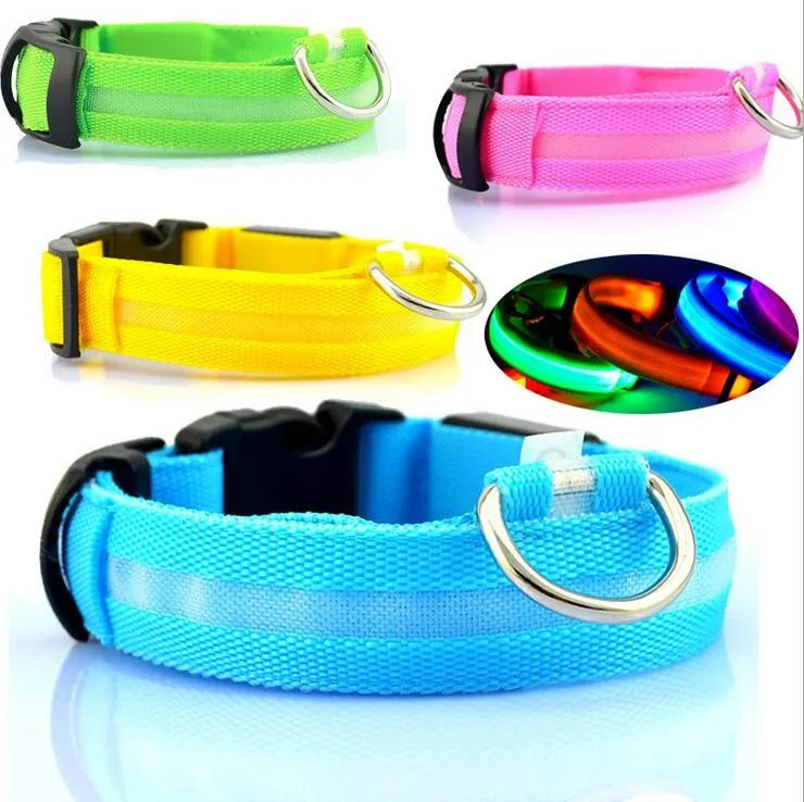 YUDODO-LED Coleiras Fluorescentes Luminosas para Animais de Estimação, Segurança Noturna, Brilho Piscando, Nylon, Trela Do Cão, Pet fornecimentos