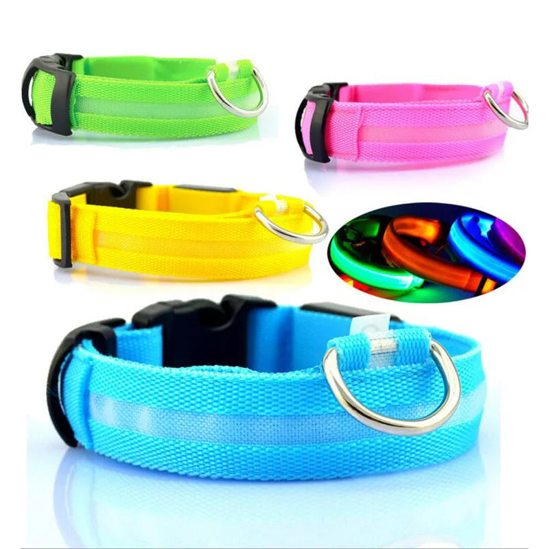 YUDODO-LED Coleiras Fluorescentes Luminosas para Animais de Estimação, Segurança Noturna, Brilho Piscando, Nylon, Trela Do Cão, Pet fornecimentos
