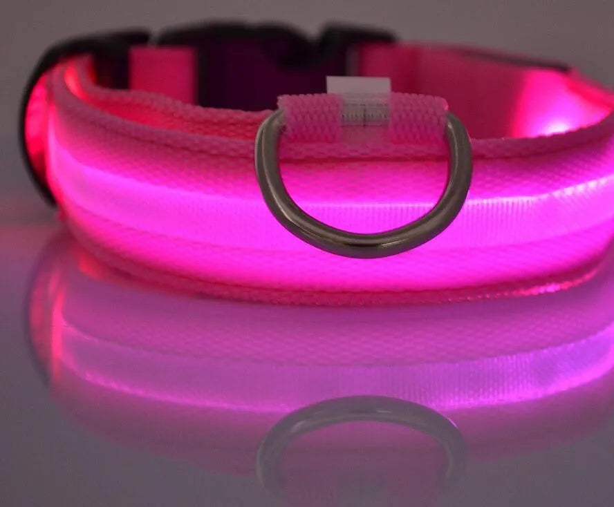 YUDODO-LED Coleiras Fluorescentes Luminosas para Animais de Estimação, Segurança Noturna, Brilho Piscando, Nylon, Trela Do Cão, Pet fornecimentos