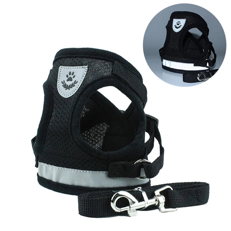 Conjunto Refletivo Cat Harness and Leash, Malha de Nylon, Gatinho, Cachorro, Colete De Cães, Leads De Arnês, Roupa De Animais Para Cães Pequenos, Yorkies, Pug