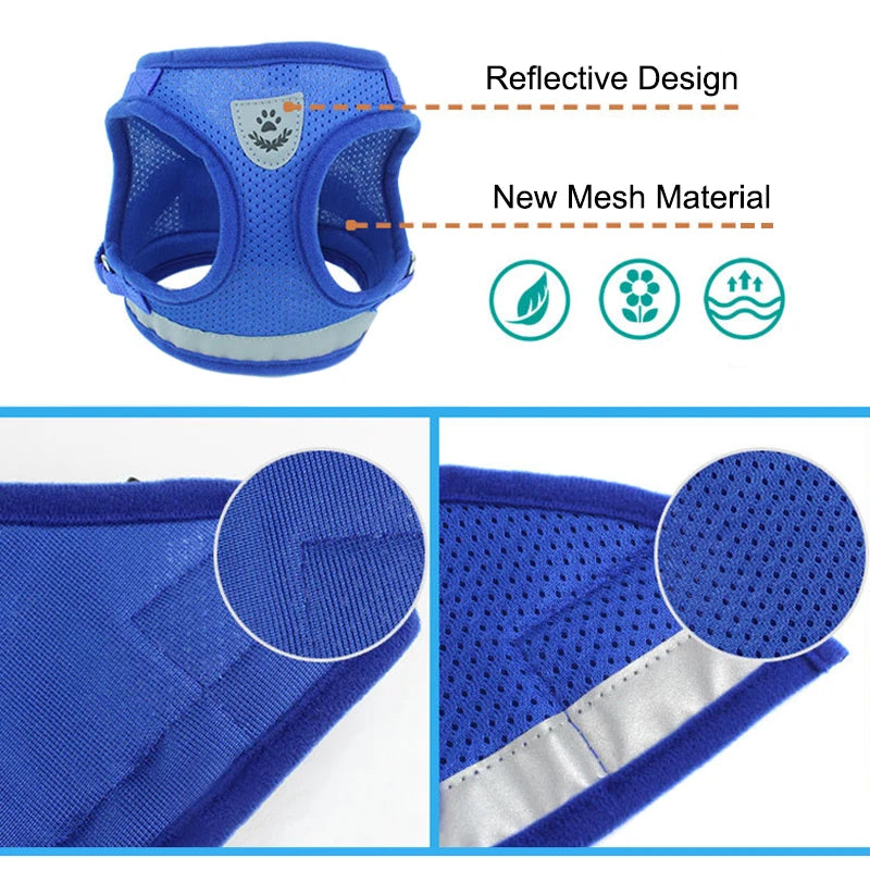 Conjunto Refletivo Cat Harness and Leash, Malha de Nylon, Gatinho, Cachorro, Colete De Cães, Leads De Arnês, Roupa De Animais Para Cães Pequenos, Yorkies, Pug