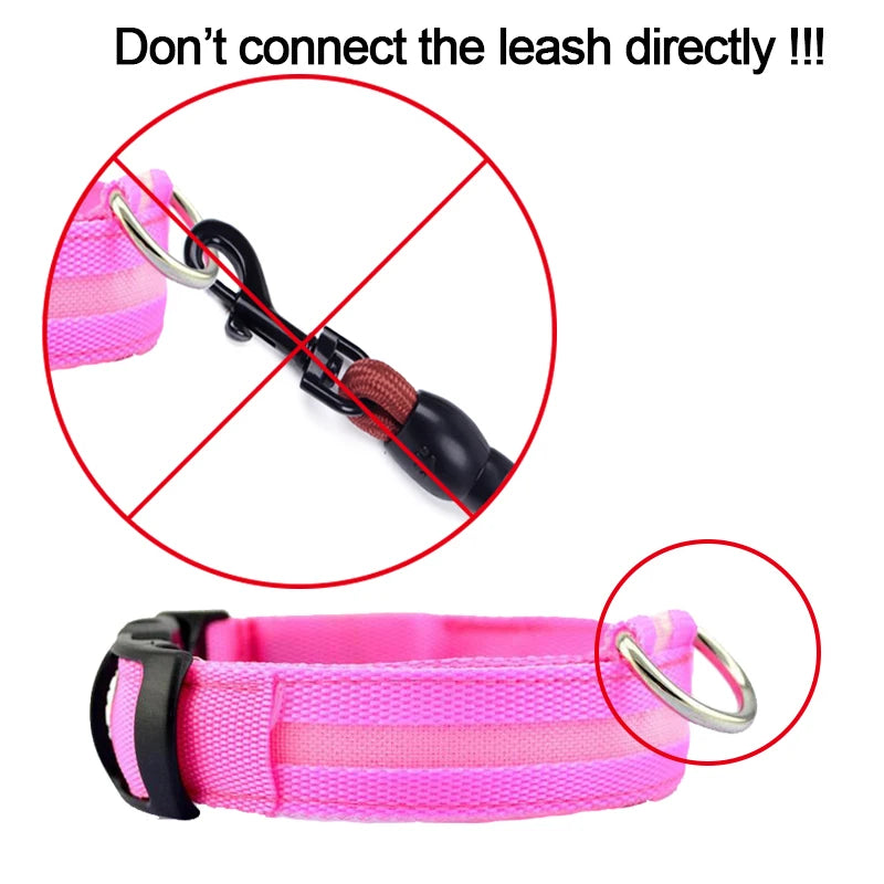 YUDODO-LED Coleiras Fluorescentes Luminosas para Animais de Estimação, Segurança Noturna, Brilho Piscando, Nylon, Trela Do Cão, Pet fornecimentos
