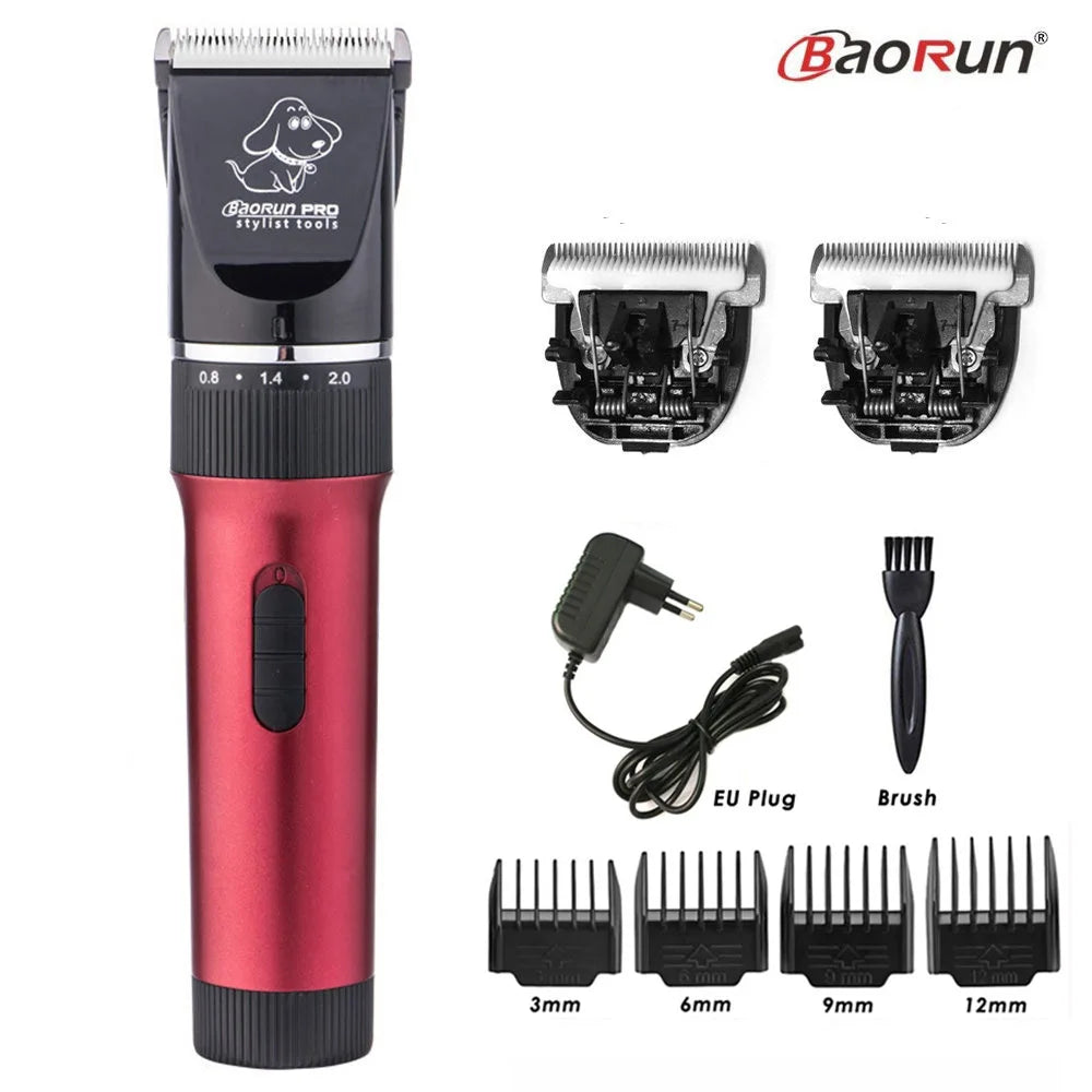 Baorun p6 profissional aparador de pêlos do cão recarregável pet gato aliciamento clipper barbeador cortadores elétricos de baixo ruído máquina de corte de cabelo