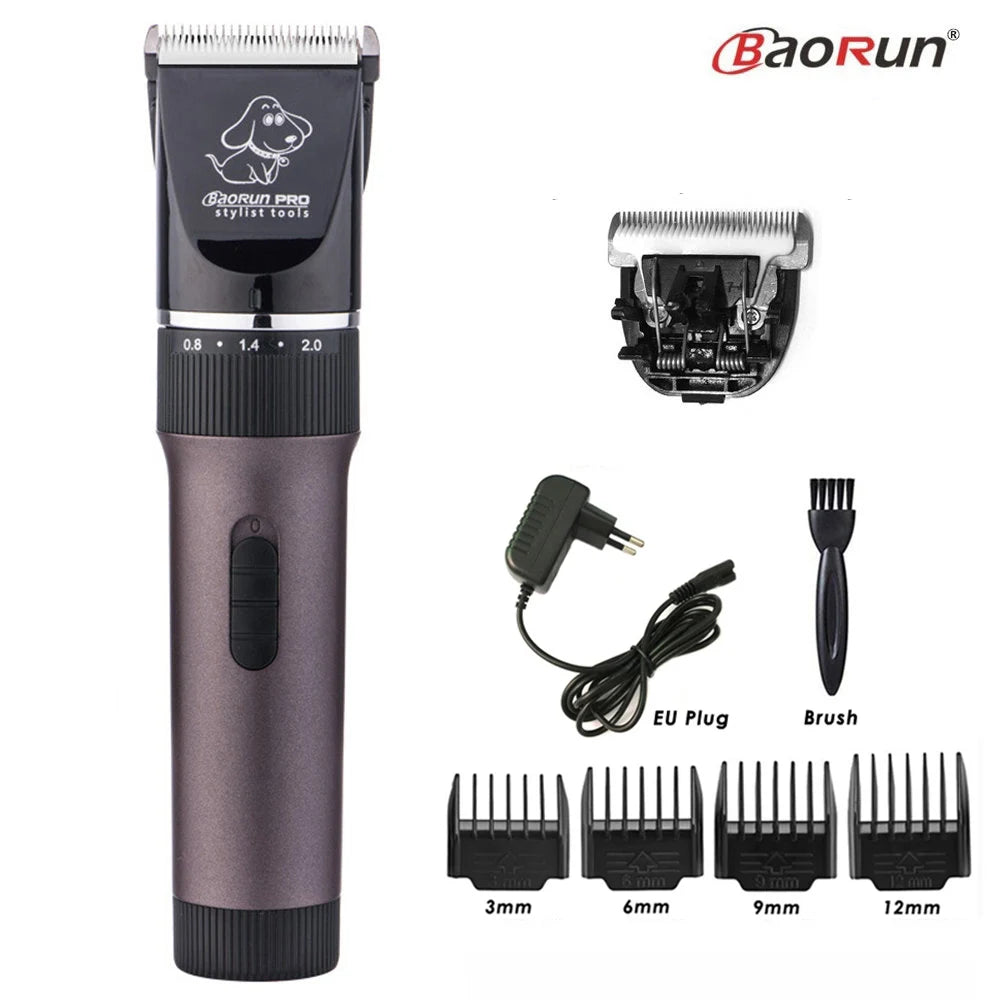 Baorun p6 profissional aparador de pêlos do cão recarregável pet gato aliciamento clipper barbeador cortadores elétricos de baixo ruído máquina de corte de cabelo