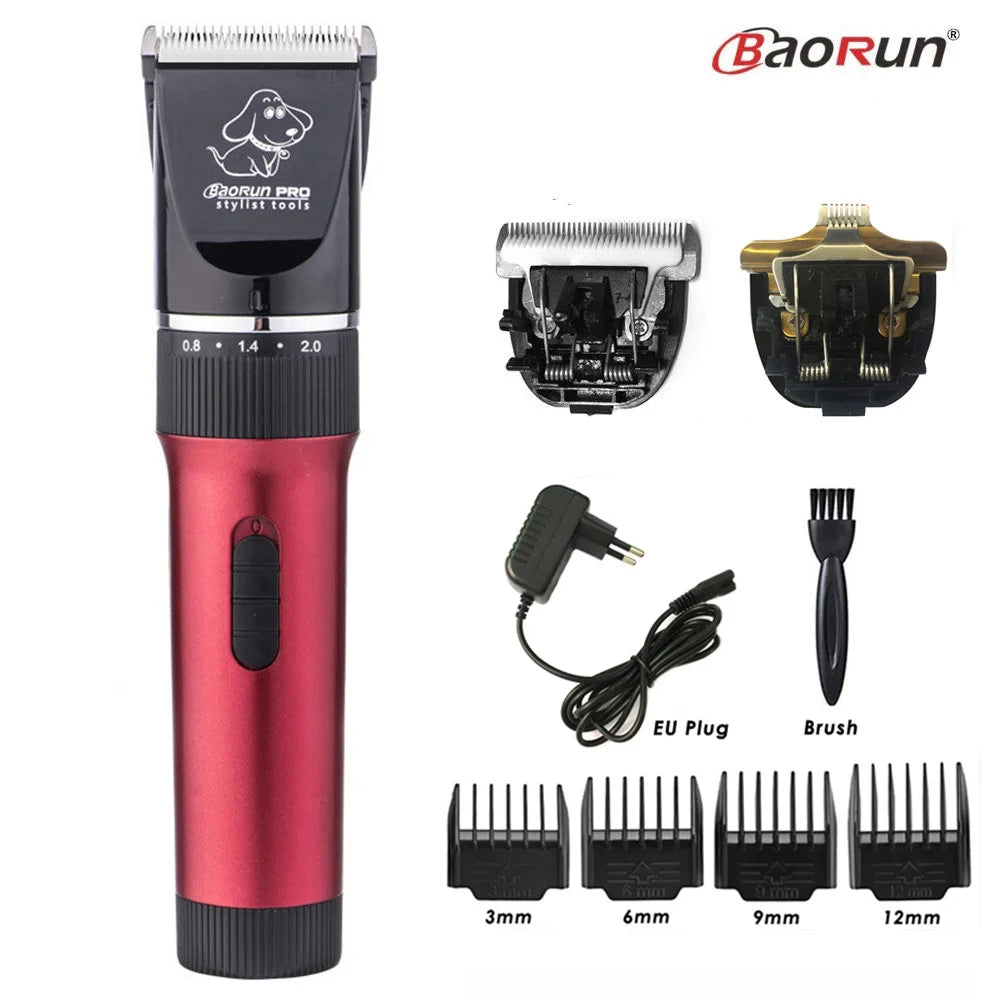 Baorun p6 profissional aparador de pêlos do cão recarregável pet gato aliciamento clipper barbeador cortadores elétricos de baixo ruído máquina de corte de cabelo