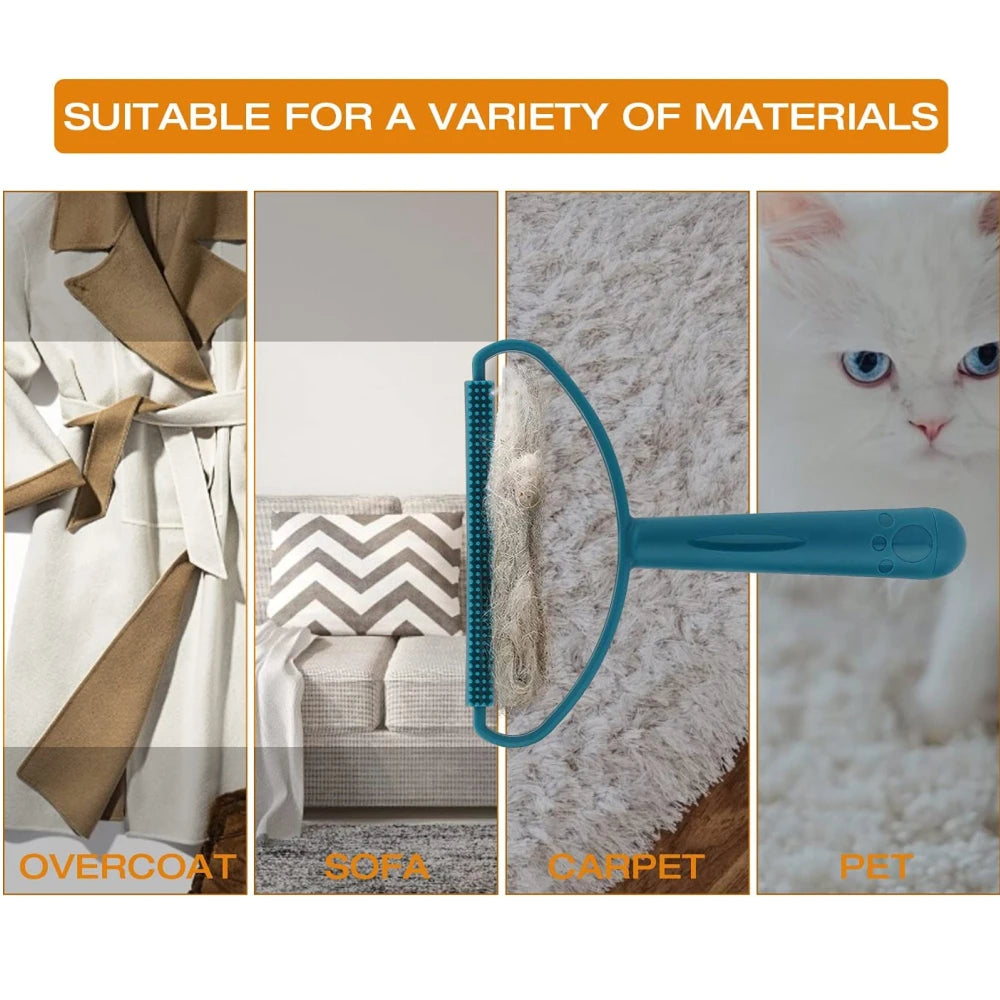 Escova removedora de pelos de animais de estimação, portátil, silicone, dupla face, escova de cabelo de animais de estimação, limpador de lã, ferramenta de escova de limpeza, produtos para animais de estimação