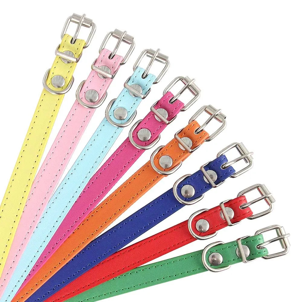 Colar de couro colorido para cachorro, gato e gatinho, colar personalizado com nome, acessórios para animais, arnês