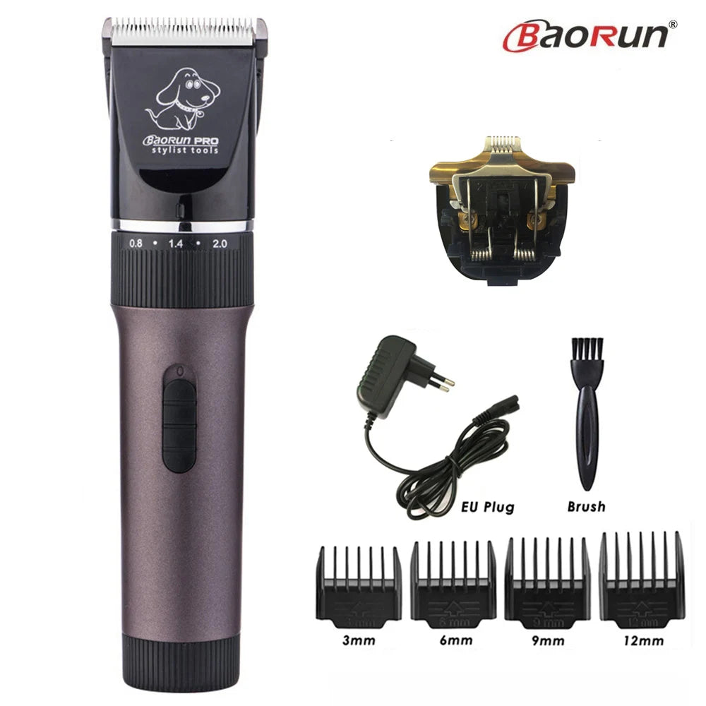 Baorun p6 profissional aparador de pêlos do cão recarregável pet gato aliciamento clipper barbeador cortadores elétricos de baixo ruído máquina de corte de cabelo