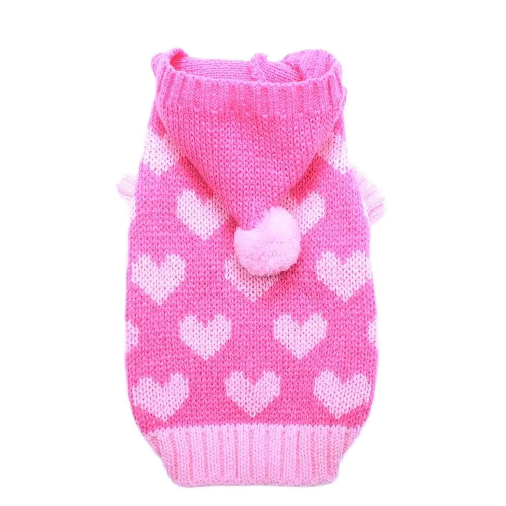 Gato cão camisola com capuz corações padrões jumper pet filhote de cachorro casaco jaqueta roupas quentes para chihuahua yorkie poodle