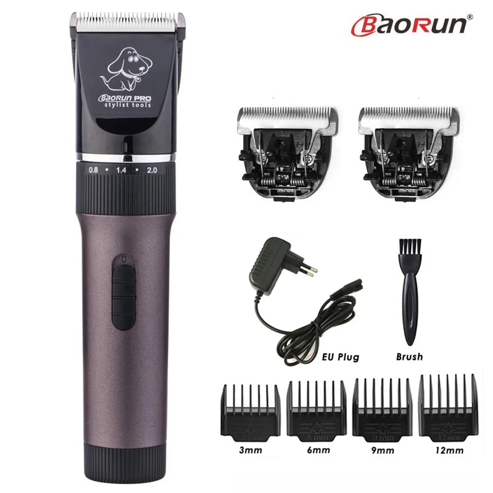 Baorun p6 profissional aparador de pêlos do cão recarregável pet gato aliciamento clipper barbeador cortadores elétricos de baixo ruído máquina de corte de cabelo