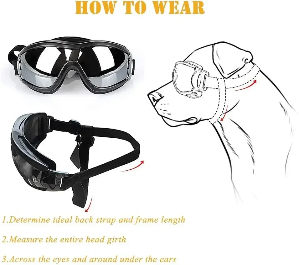 Óculos de sol para cães ajustáveis, óculos de sol anti-uv, proteção para os olhos, preto, amplamente utilizado, suprimentos para cães de estimação