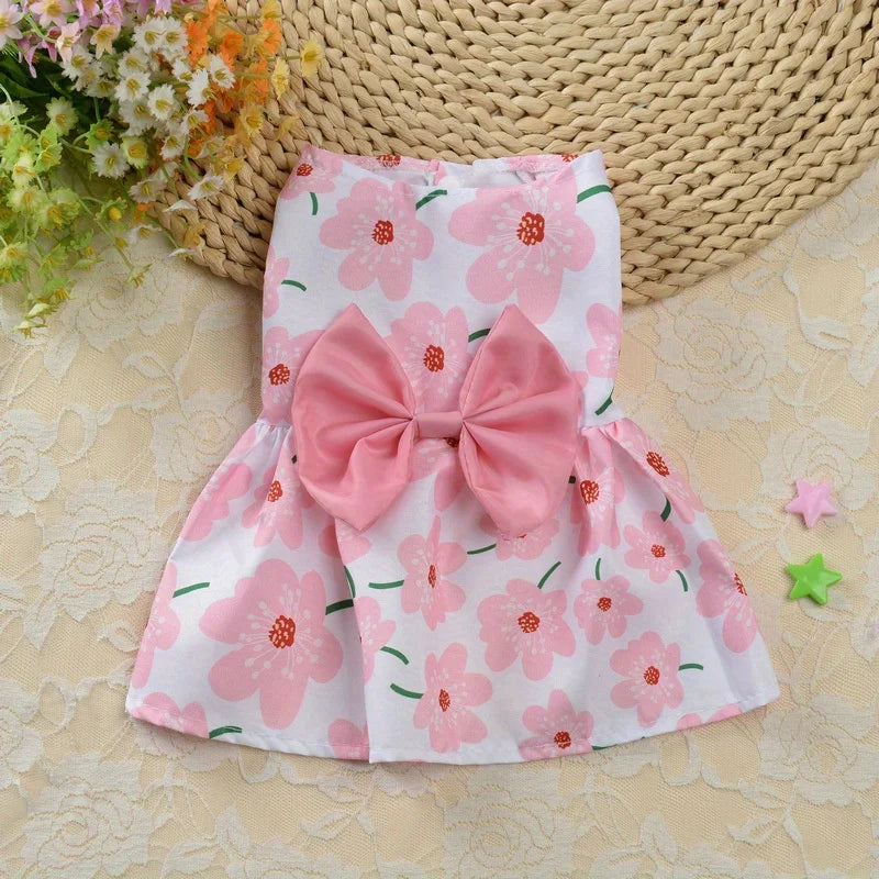 Vestido para animais de estimação, roupa floral macia e sem mangas para cães e gatos, perfeito para uso diário e ocasiões especiais, saias para cães