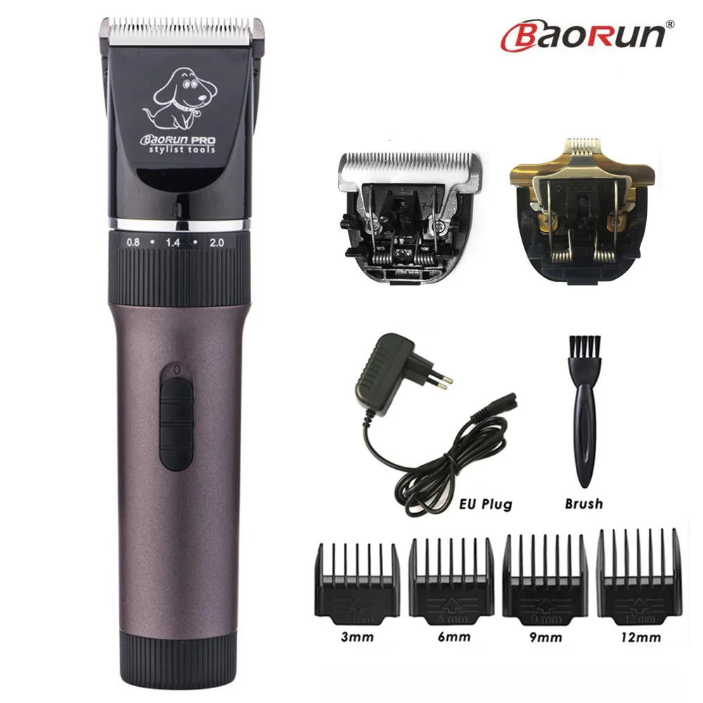 Baorun p6 profissional aparador de pêlos do cão recarregável pet gato aliciamento clipper barbeador cortadores elétricos de baixo ruído máquina de corte de cabelo