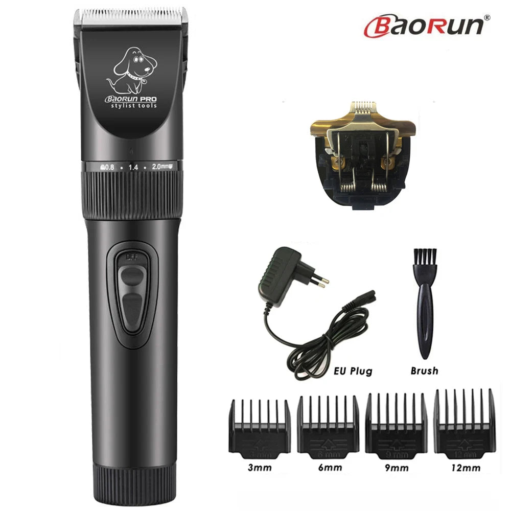 Baorun p6 profissional aparador de pêlos do cão recarregável pet gato aliciamento clipper barbeador cortadores elétricos de baixo ruído máquina de corte de cabelo