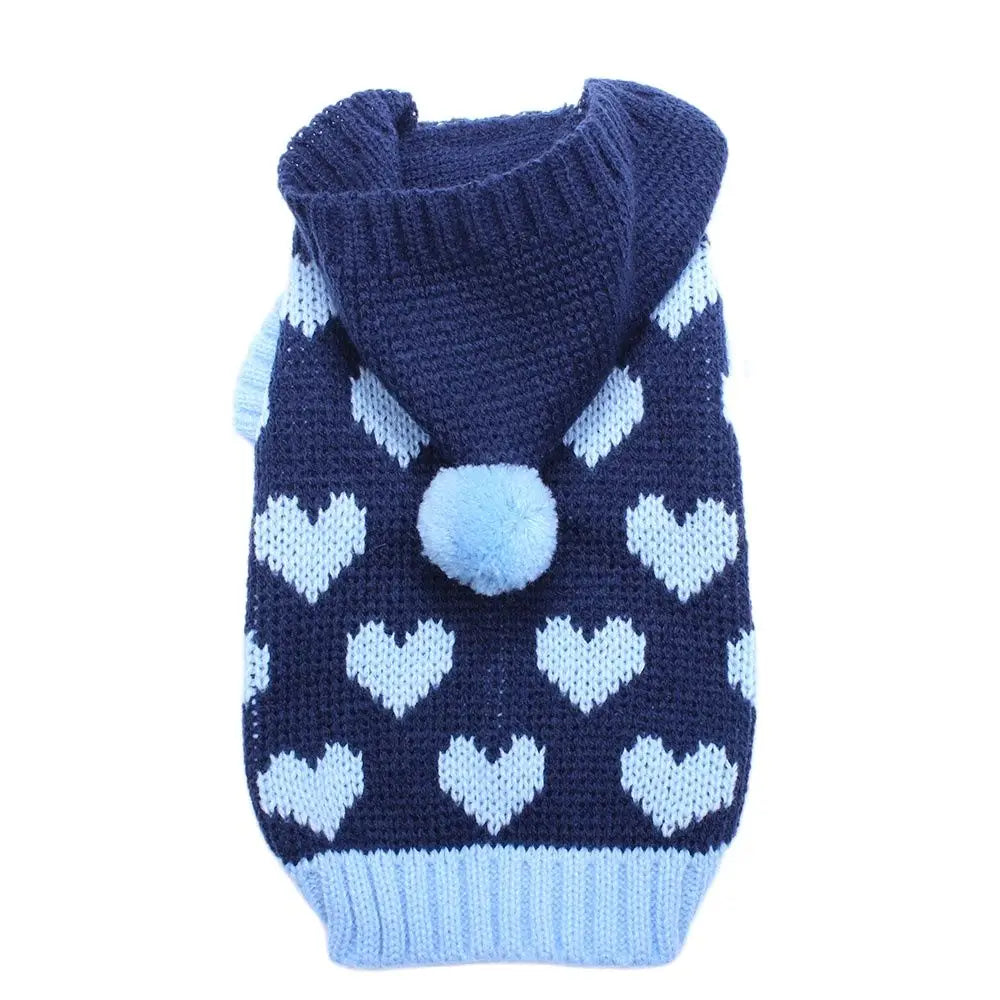 Gato cão camisola com capuz corações padrões jumper pet filhote de cachorro casaco jaqueta roupas quentes para chihuahua yorkie poodle