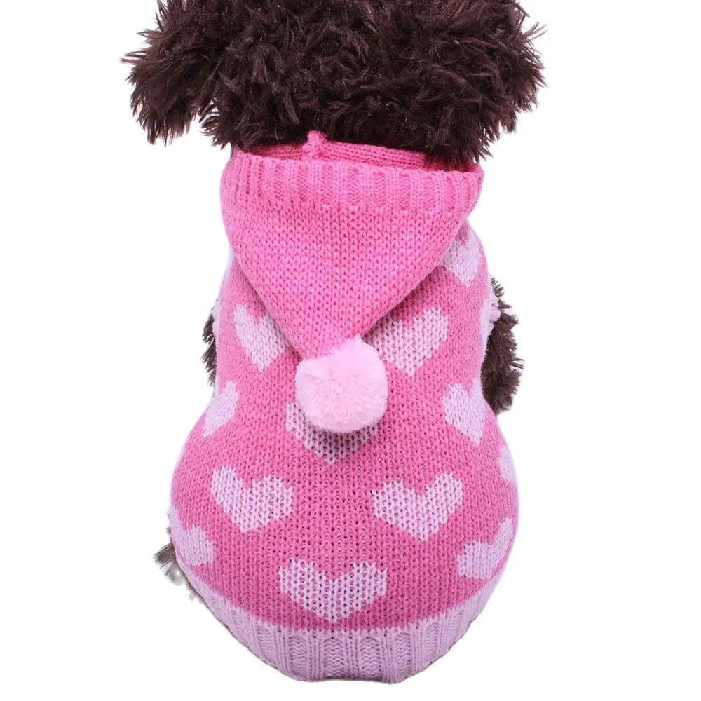 Gato cão camisola com capuz corações padrões jumper pet filhote de cachorro casaco jaqueta roupas quentes para chihuahua yorkie poodle