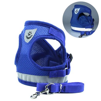 Conjunto Refletivo Cat Harness and Leash, Malha de Nylon, Gatinho, Cachorro, Colete De Cães, Leads De Arnês, Roupa De Animais Para Cães Pequenos, Yorkies, Pug