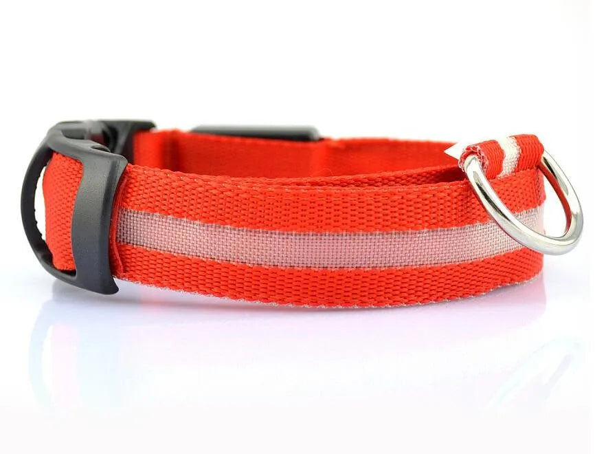 YUDODO-LED Coleiras Fluorescentes Luminosas para Animais de Estimação, Segurança Noturna, Brilho Piscando, Nylon, Trela Do Cão, Pet fornecimentos
