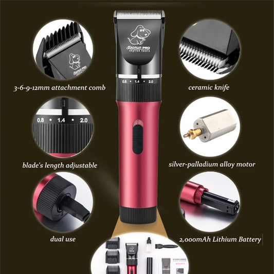 Baorun p6 profissional aparador de pêlos do cão recarregável pet gato aliciamento clipper barbeador cortadores elétricos de baixo ruído máquina de corte de cabelo