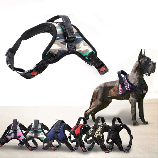 Coleira de nylon resistente para animais de estimação, coleira ajustável acolchoada extra grande, médio e pequeno, colete husky, produtos para cães grandes