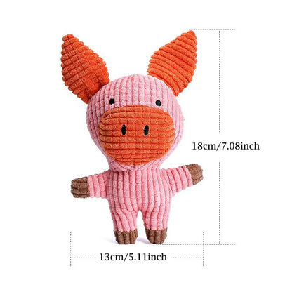 Brinquedo de pelúcia para animais de estimação pequenos e médios, brinquedos interativos engraçados, formato de vaca/marco, suprimentos de brinquedo de mastigar para cães de pelúcia