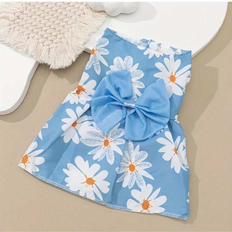 Vestido para animais de estimação, roupa floral macia e sem mangas para cães e gatos, perfeito para uso diário e ocasiões especiais, saias para cães