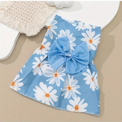 Vestido para animais de estimação, roupa floral macia e sem mangas para cães e gatos, perfeito para uso diário e ocasiões especiais, saias para cães
