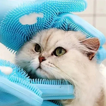 Luvas de banho para animais de estimação, shampoo para banho de cães e gatos, massagem, limpeza, esponja, silicone, luva de remoção de pelos