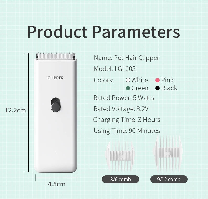 Hospital de aliciamento de animais de estimação para cães e gatos, tesoura elétrica de baixo ruído, elétrica à prova d'água, barbear profissional sem fio