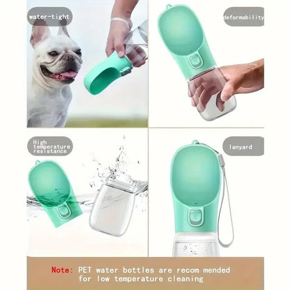 Garrafa de água portátil para viagem de animais de estimação, tigela para cães pequenos e grandes, durável, caminhada ao ar livre, filhote de cachorro, gato, produtos para beber, 300ml
