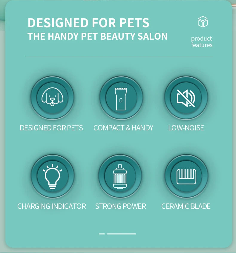 Hospital de aliciamento de animais de estimação para cães e gatos, tesoura elétrica de baixo ruído, elétrica à prova d'água, barbear profissional sem fio