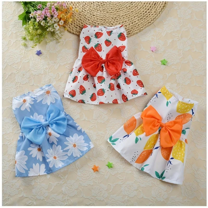 Vestido para animais de estimação, roupa floral macia e sem mangas para cães e gatos, perfeito para uso diário e ocasiões especiais, saias para cães